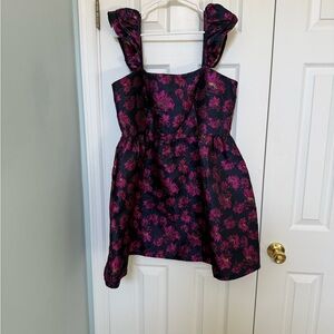 Aqua Black and Pink Floral Dress